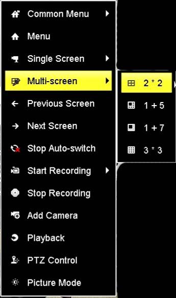 ) Previous Screen: In Single Screen mode, you can manually switch the video to the previous channel. Next Screen: In Single Screen mode, you can manually switch the video to the next channel.