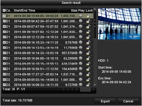 Quick export Click Export again to export all the video recordings to the USB drive of your choice.