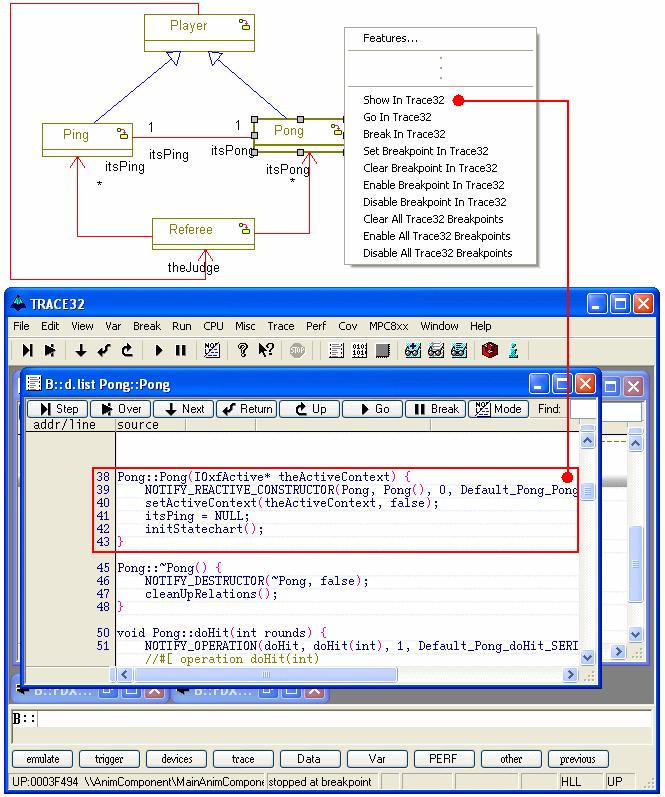 Locating Source in TRACE32 To locate source in TRACE32 right-click on model element in diagram or project browser and select Show In TRACE32.