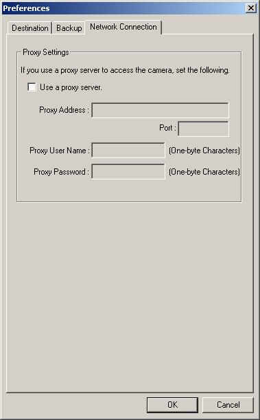 2.3 Using a Proxy Server You need to set the following settings to monitor the camera on the Internet you using a proxy server. (You cannot connect to the camera without the proxy settings.