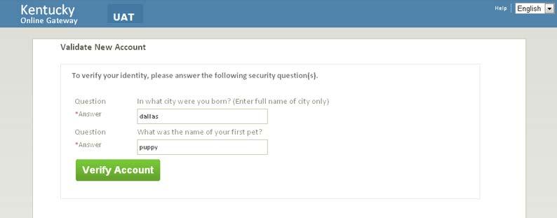 7) Instruct individuals to answer the security questions and click Verify