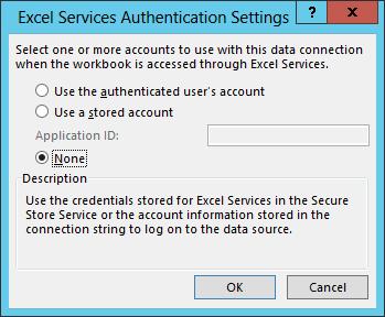 Authentication Settings Integrated Security (Kerberos/EffectiveUserName) Secure Store Services
