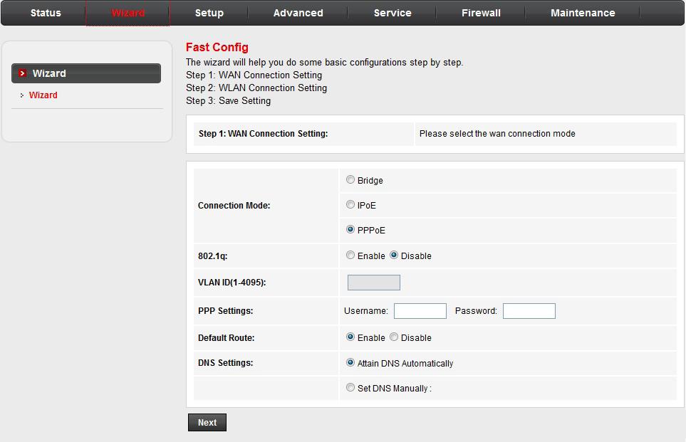 Fast configuration The Wizard feature can guide you through the basic configuration of the router step by step.