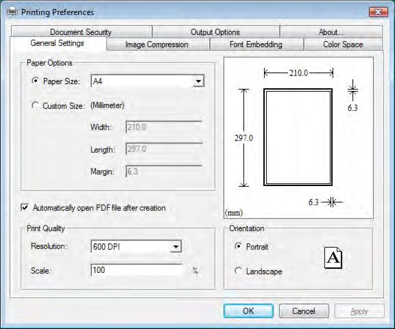General Settings Not everything fits neatly onto a standard page. Sometimes you need a larger page size, especially if you're creating engineering drawings or other technical documents.