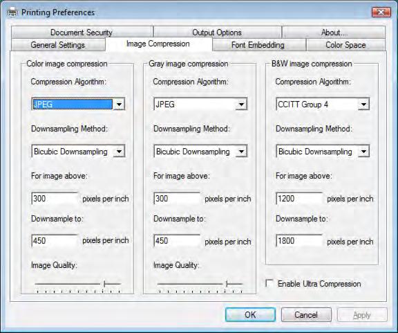 Image Compression In the process of conversion, Office PDF Printer automatically compresses text, line art, and resamples monochrome, grayscale, color images.