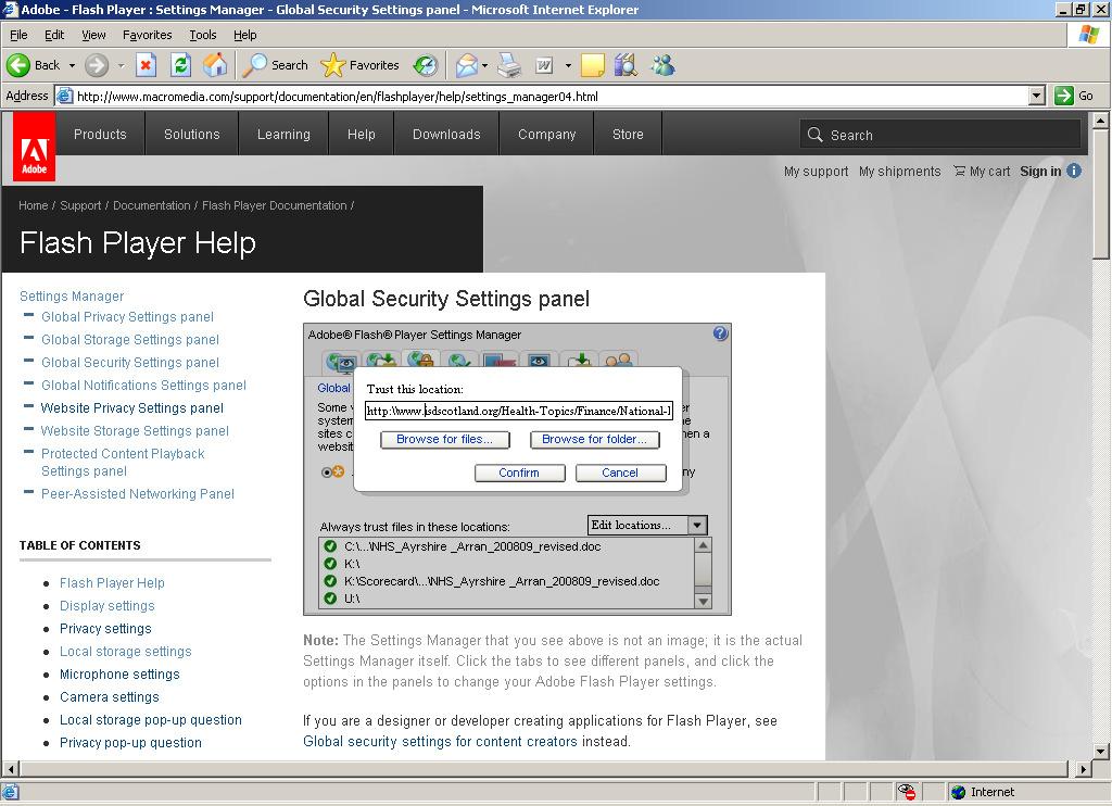 Click to select Global Security Settings panel Click on Edit locations and then select Add location Copy