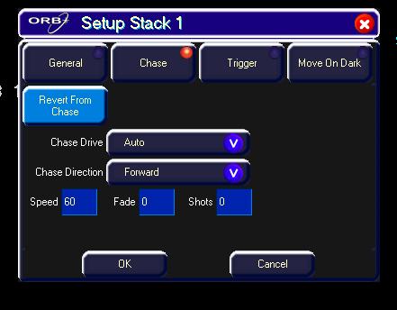 Cues, Stacks & Pages Master Fader The operation of the playback fader for a cue stack is defined in the Cue Stack Setup Window and may be one of the following options: HTP Master Simply controls the