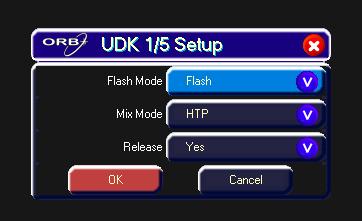 Release User Definable Keys (UDKs) Figure 83 UDK Setup Window If the Release option is set to Yes then the fixtures will be released when the UDK is released and the intensity (brightness) data has