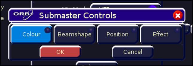 Release This option defines whether a submaster releases control of its channels when the fader reaches zero. Submaster Controls.
