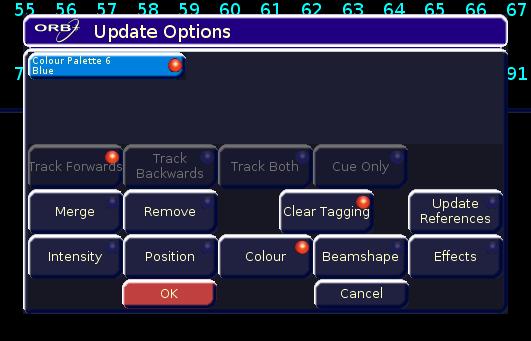 Palettes Updating Palettes It is possible to update palettes in several ways. The first option is to load that palette back into the programmer.