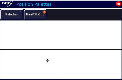 Palettes Figure 71 - Pan/Tilt Grid The + in the grid represents the current Pan/Tilt values for the fixture selected. If multiple fixtures are selected, multiple +s can be shown.