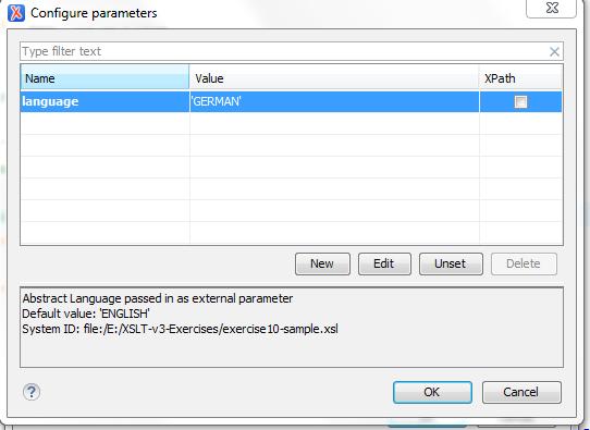 An Edit parameter window will appear: In the Value: pane, select the text and type the desired value over the existing