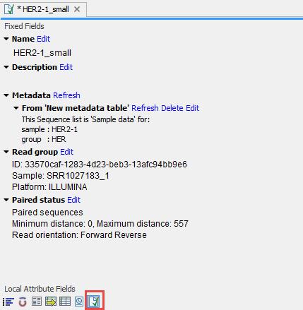 RNA-Seq Analysis of Breast Cancer Data 5 Figure 5: The Element Info view of a sample has now a "Metadata" category showing the