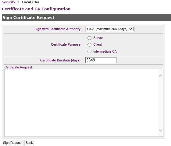 Specify Server for the Certificate Purpose. 10.