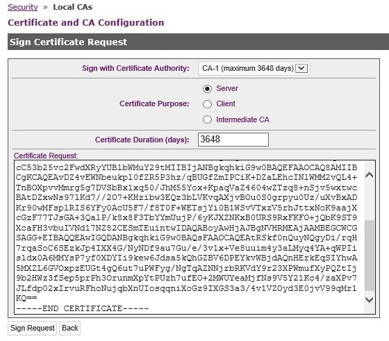 11. Click Sign Certificate. 12. Copy the signed certificate.