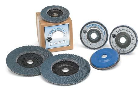 ZIRCONIA FLAP DISCS Multiple layers of Zirconia cloth flaps constantly expose new sharp points to the work surface.