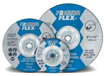 New Label Now in Stock All PremiumFlex wheels now have a new look DEPRESSED CENTER GRINDING WHEELS All Type 27-Depressed Center wheels are available for all applications, whether you are grinding
