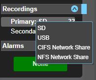 Viewing Recorded Files Select the Primary or Secondary recording destination to see the files that have been recorded on each destination.