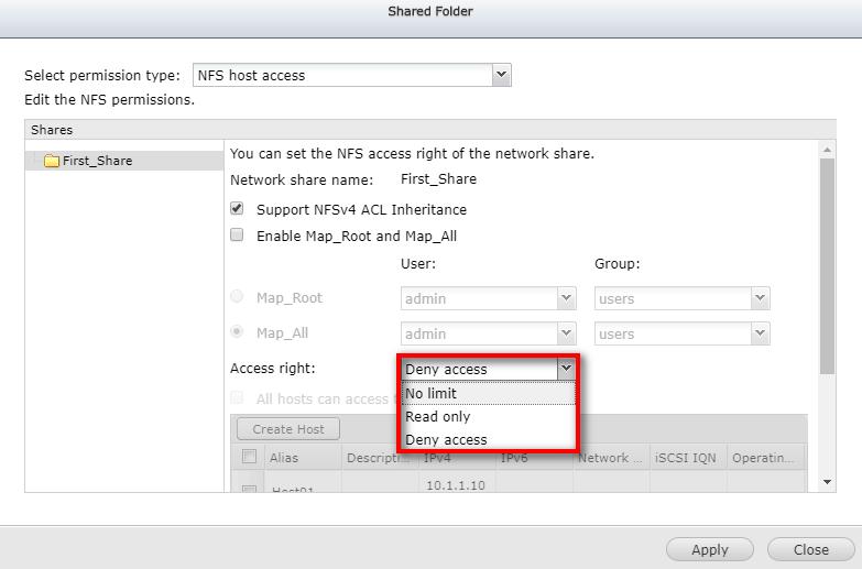 7. Select No limit in the Access right drop-down