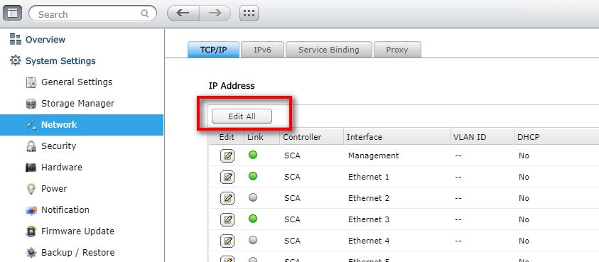 If it shows Ethernet x, it is a data port. Set the IP Address setting of SCA Ethernet x and SCB Ethernet x to the same subnet as the static IP.