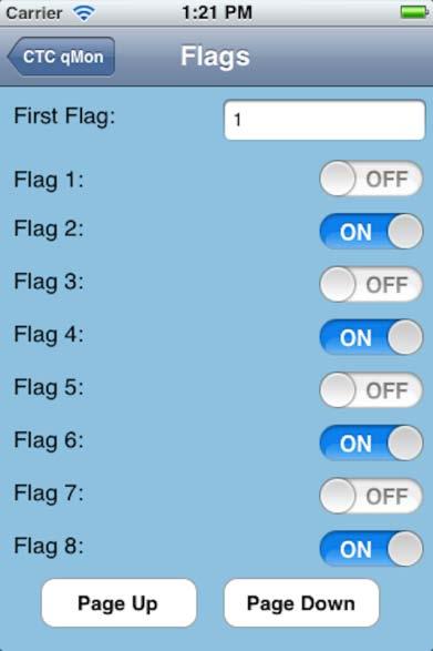 Default value for this field is 1. Flag 1 - x: Each two-state button displays the current state for its flag.