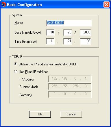 Set the name, date and time for TS-411U. The length cannot exceed 14 characters. The system will obtain IP address automatically.