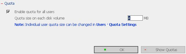 6.7.3 Quota To allocate disk volume efficiently, you can specify the quota that can be used by each user.