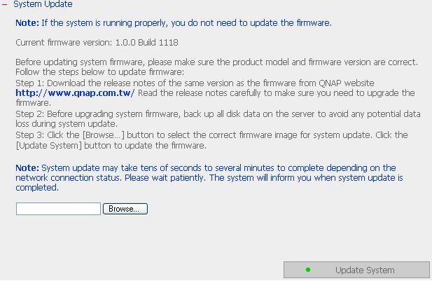 6.9.6 System Update Note: If the system is running properly, you do not need to update the firmware.