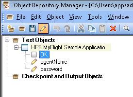 The agentname object is added to the Object Repository along with its parent object, the Login window object. f.