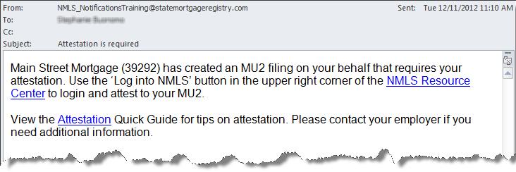 33. If the company user is NOT going to fill out the Individual (MU2) Form, attestation can be requested without editing (going into) the filing by clicking the Request Attestation icon ( ).