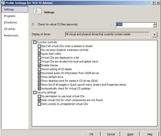 Virtual CD TS Working with Virtual CD TS This is where you specify the users to which the profile will be applied. In this example, we select the group of local administrators.