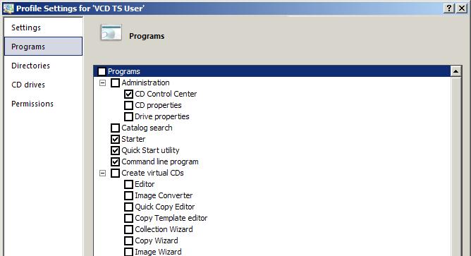 Virtual CD TS v10 Manual Create a profile for working with virtual CDs Select New again in the Ribbon to create a profile for those users for whom you wish to permit restricted access to Virtual CD