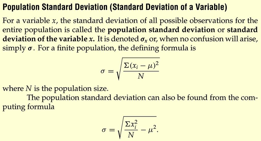 Population Standard Deviation is a parameter.