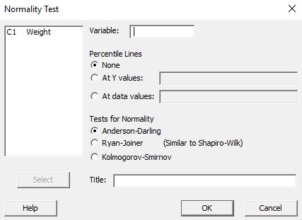 - Normality Testing in Minitab Anderson-Darling Normality Test: To conduct an Anderson-Darling normality test: Select Stat > Basic Statistics > Normality Test.