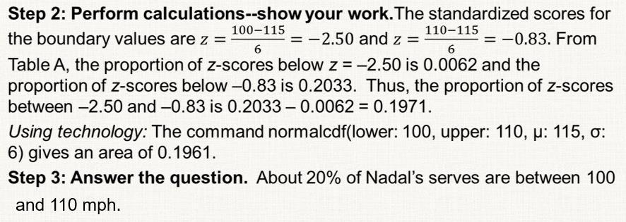 Rafael Nadal s serve speed follows a Normal distribution with mean 115 and standard deviation