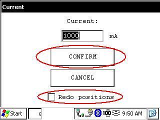 19. Check the Redo positions option to change the transmitter or receiver position. Change the current value if it has changed and click on the Confirm button to save the current value. 19.1. If the Redo positions option is enable, enter the transmitter and receiver postion and click on the Ok button.
