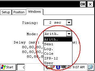 4. Select the mode (windows time definition).