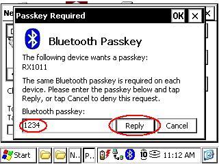 13. Enter the Bluetooth Passkey (the