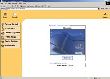 into the web browser to remote access the IP KVM switch.