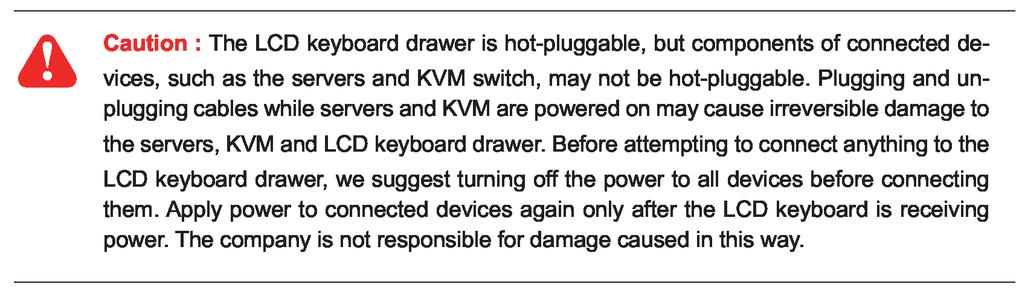1.12 RKDS-KVM-20 & WRKDS-KVM-19 (Single console) Chapter 1 Figure 7. Example of connecting KVMCB-6 2-in-1 USB KVM cable to server via USB interface 1.