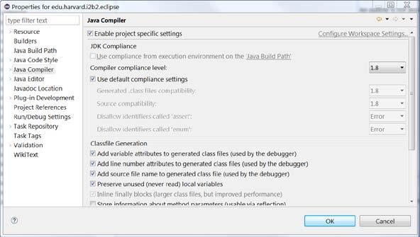 In the left navigation bar, click on Java compiler to