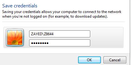 12. After the window Network Authentication appears, INSERT your ZU ID and Password as shown.