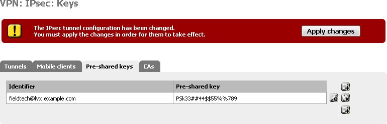 A screen with two fields will appear. One for the Identifier, and one for the Pre-shared key. In the first box, enter an e-mail address for this client.