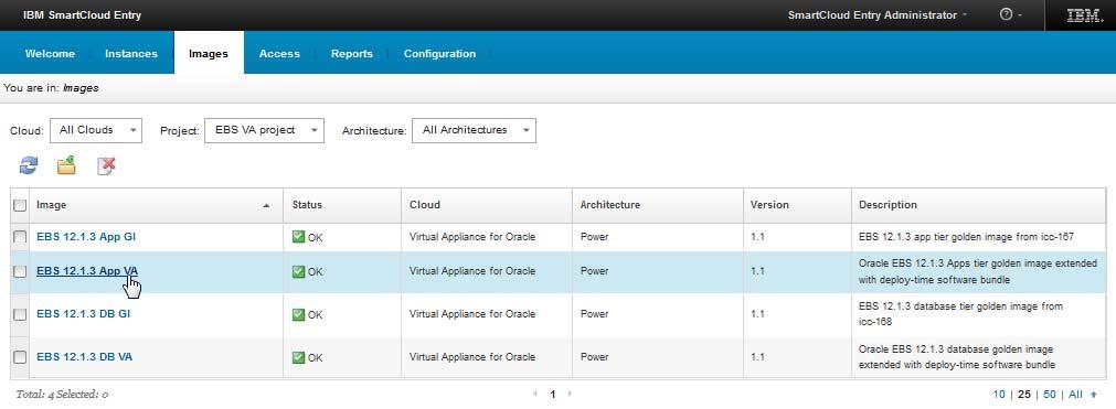 a) Select the Oracle EBS applications virtual appliance from