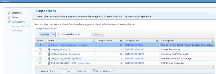 virtual server image is to be stored.