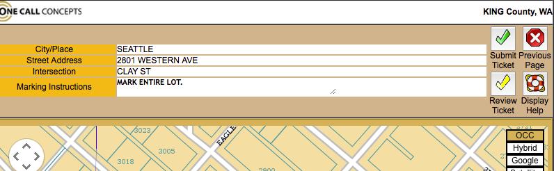 If the ITIC Map Tools Screen is unable to find the exact match for the address, street, and city, the ticket will automatically be sent to the call center to be mapped
