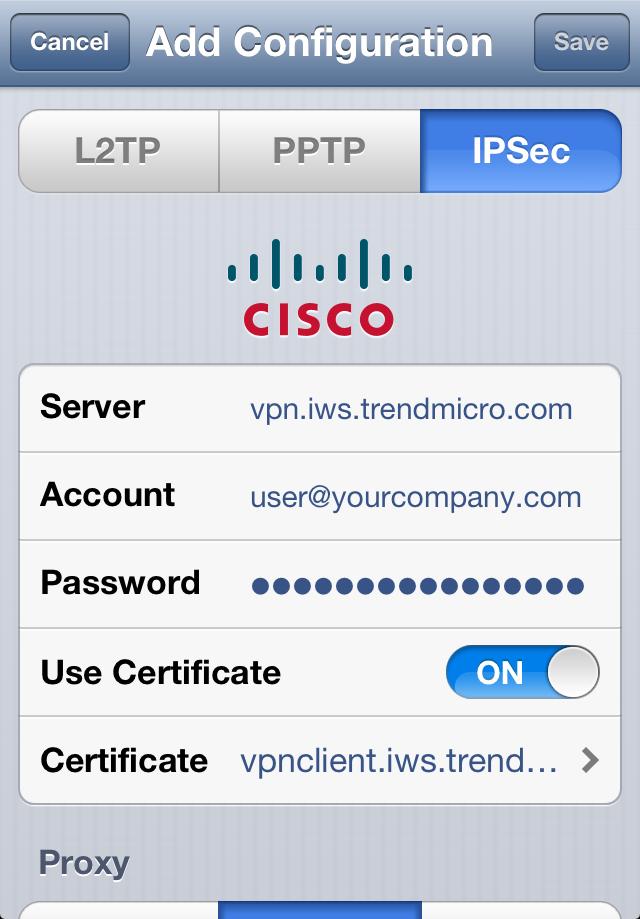 8. From the Add Configuration dialog box, enter the account and password information and then tap Save.