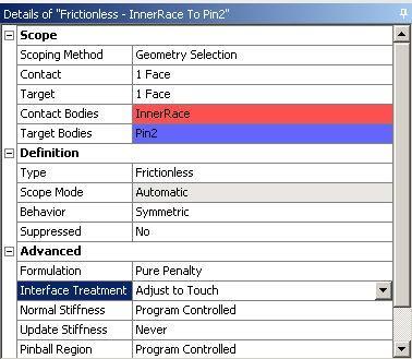 ... Contact Controls Nonlinear contact types allow an interface treatment option: