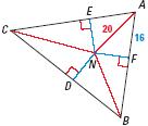 Ex.8: In the diagram, N is the incenter of ABC. Find ND. Ex.