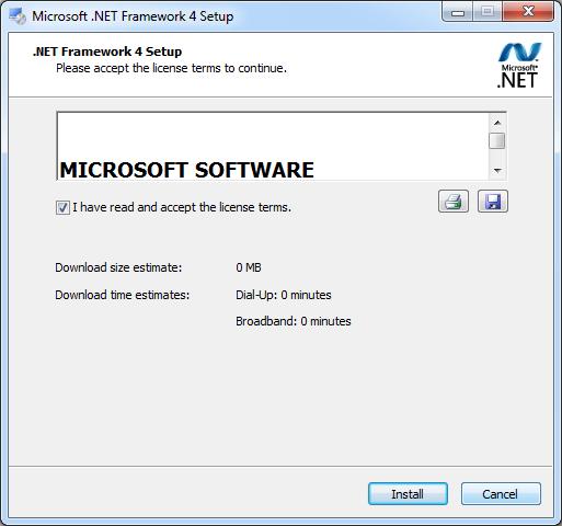 Figure 1. 1 Microsoft.NET Framework 4 Installing 2. After installing Microsoft.
